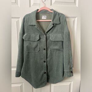 CI Sono Corduroy Green Oversized Boyfriend Shirt Jacket Size Medium
